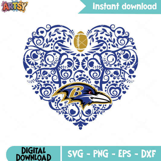 Gridiron football​ svg. baltimore ravens svg, heart shape​ svg