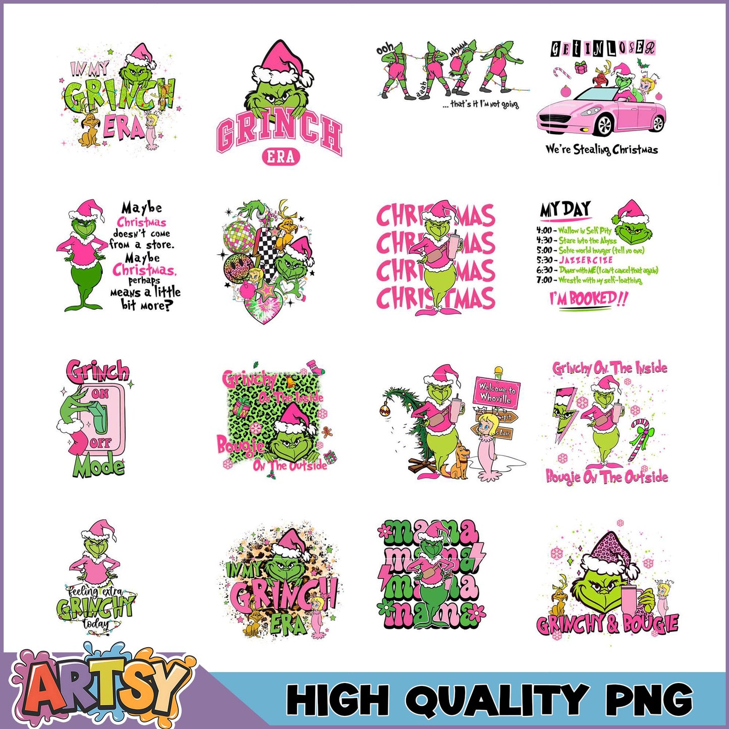 Grinch Christmas PNG Bundle - High Quality Designs