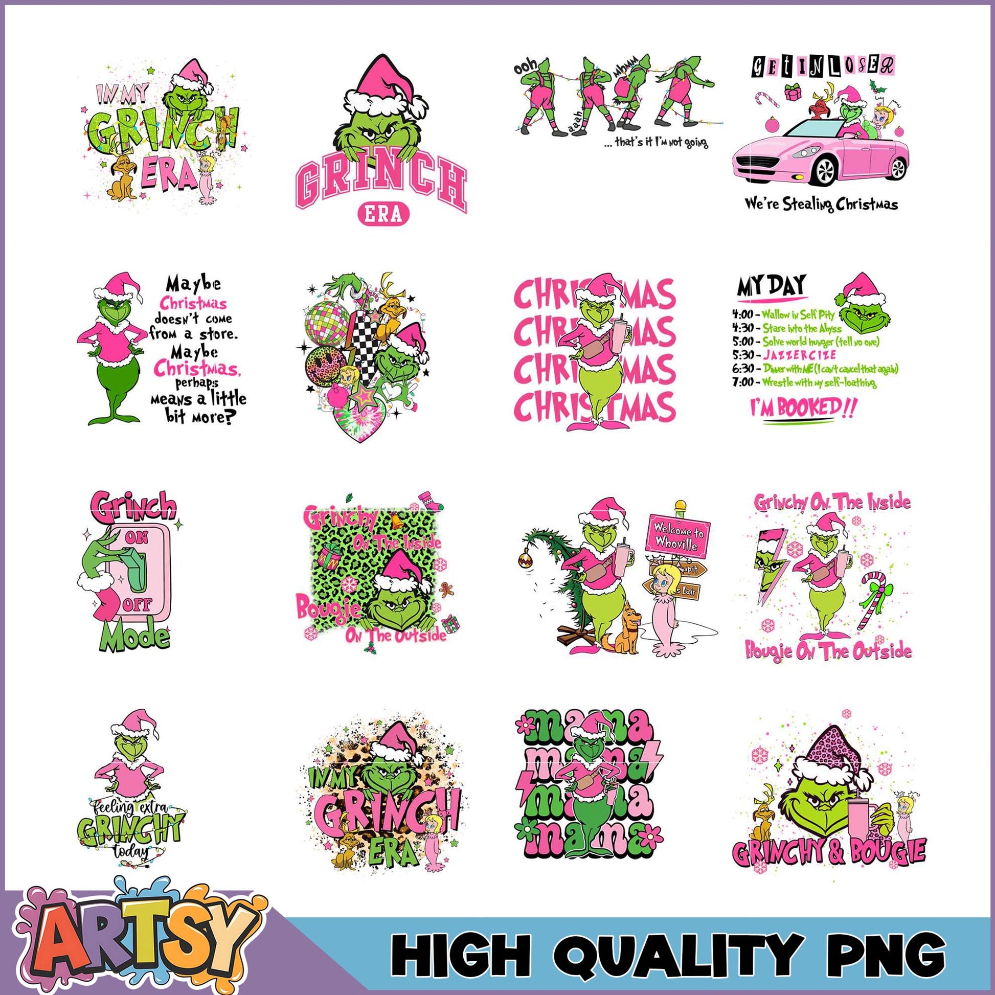 Grinch Christmas PNG Bundle - High Quality Designs