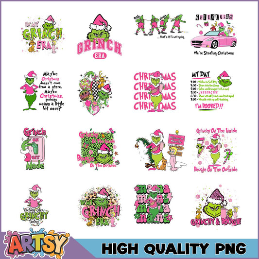 Grinch Christmas PNG Bundle - High Quality Designs