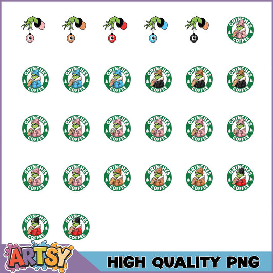 Grinch Coffee PNG Bundle High Quality Images