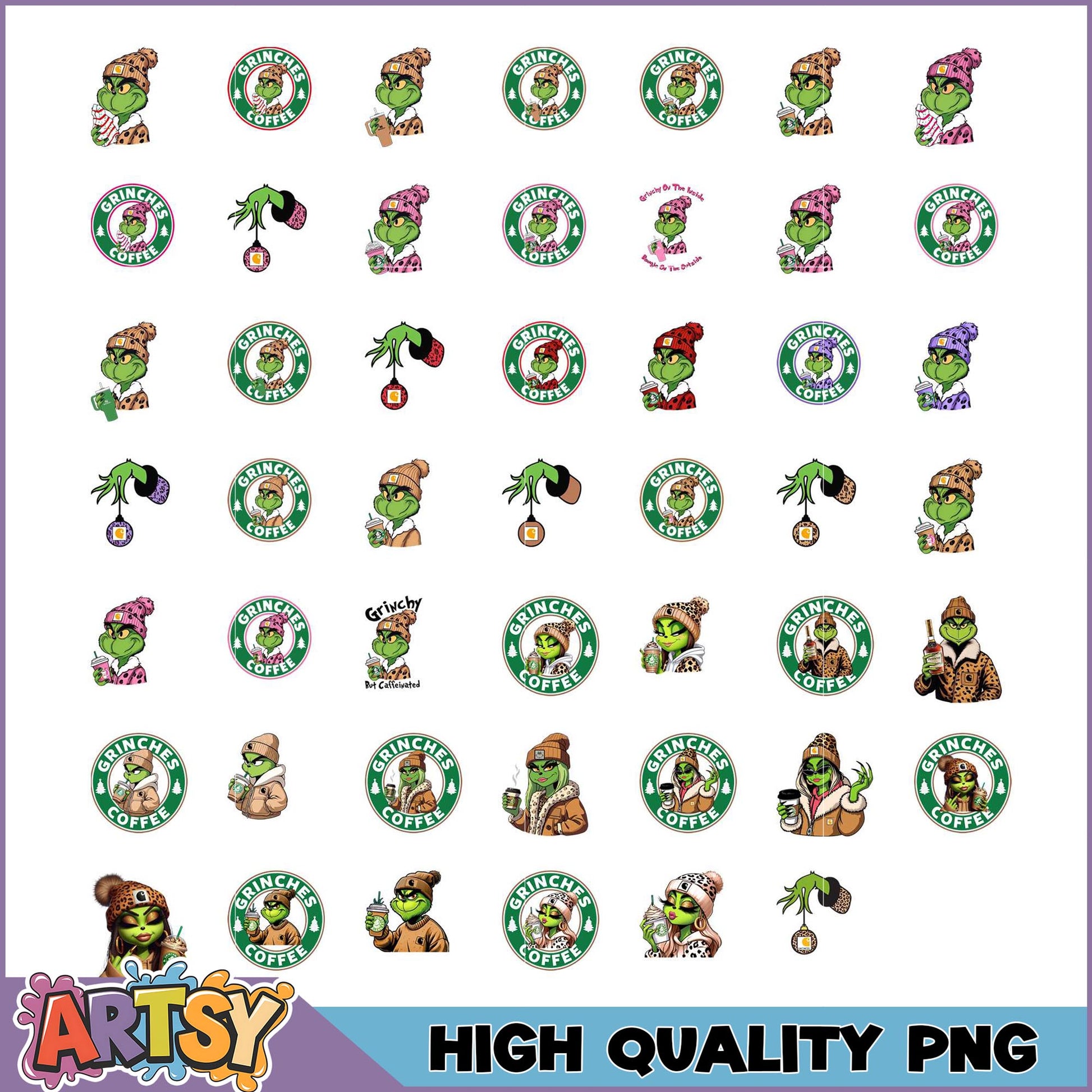 Grinch Coffee PNG Bundle for Unique Holiday Designs