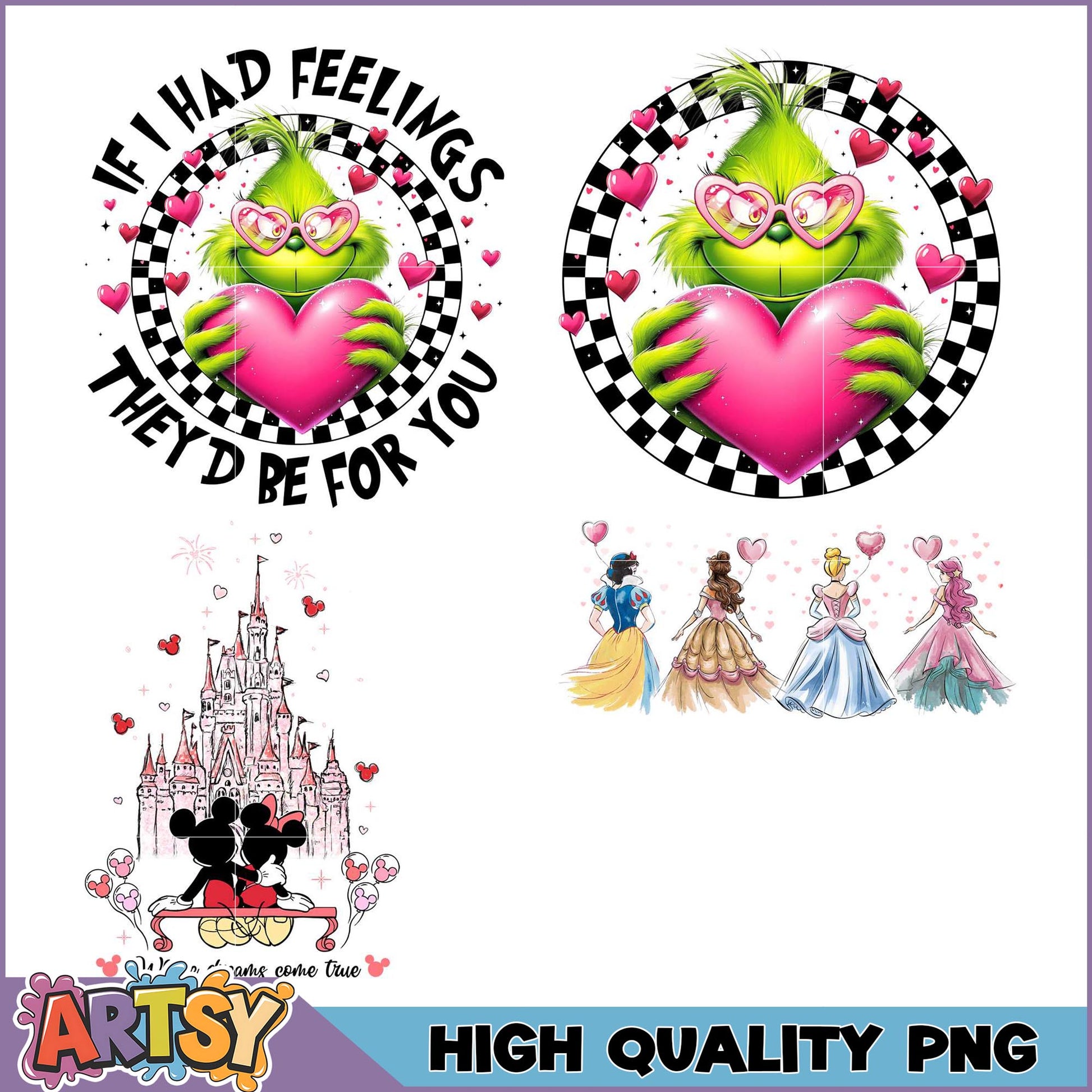 Grinch Valentine PNG Bundle High Quality Images