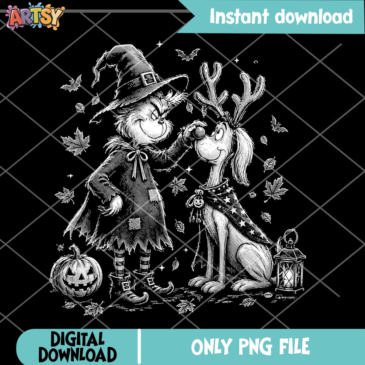 Grinch And Max Halloween PNG, Witch Grinch PNG, Halloween PNG