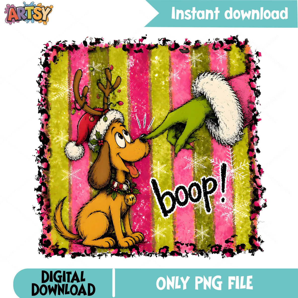 Grinch Boop Max Dog Christmas PNG, Funny Grinch PNG, Christmas PNG