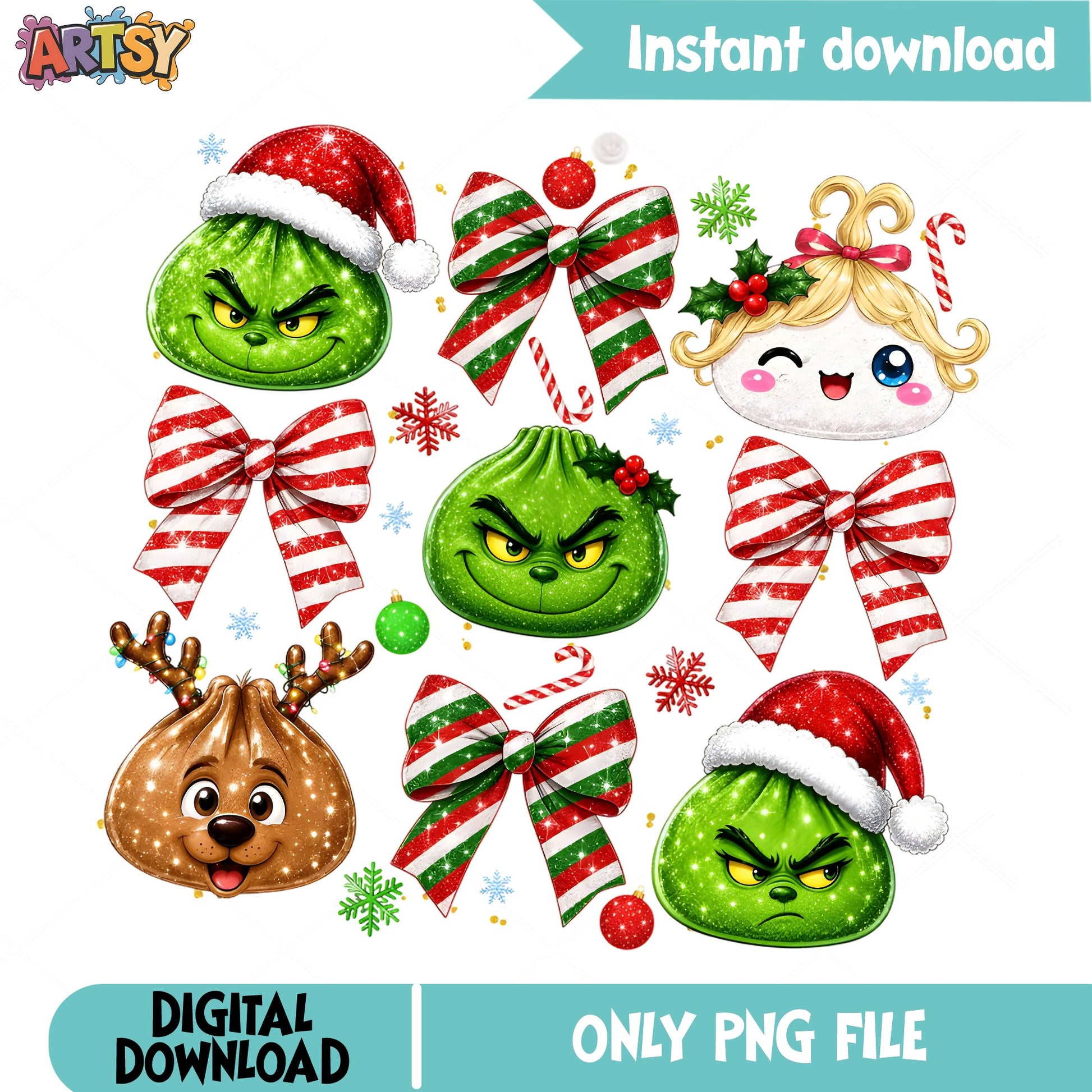 Grinch Christmas PNG Bundle, Grinch And Cindy Lou PNG, Holiday PNG