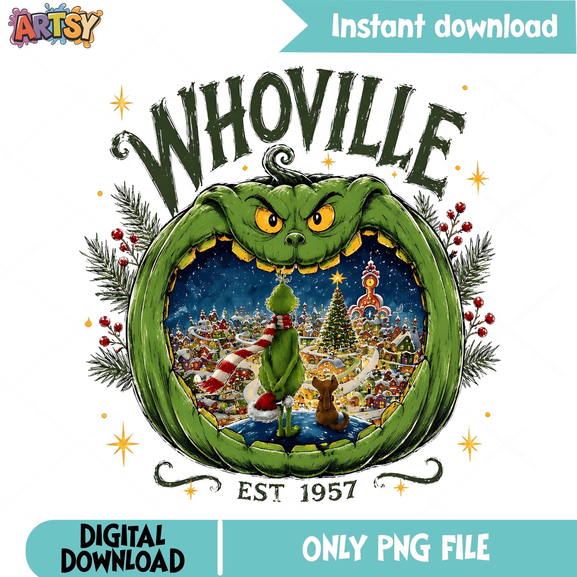 Grinch Whoville Est 1957 Christmas PNG, Grinch PNG, Christmas PNG