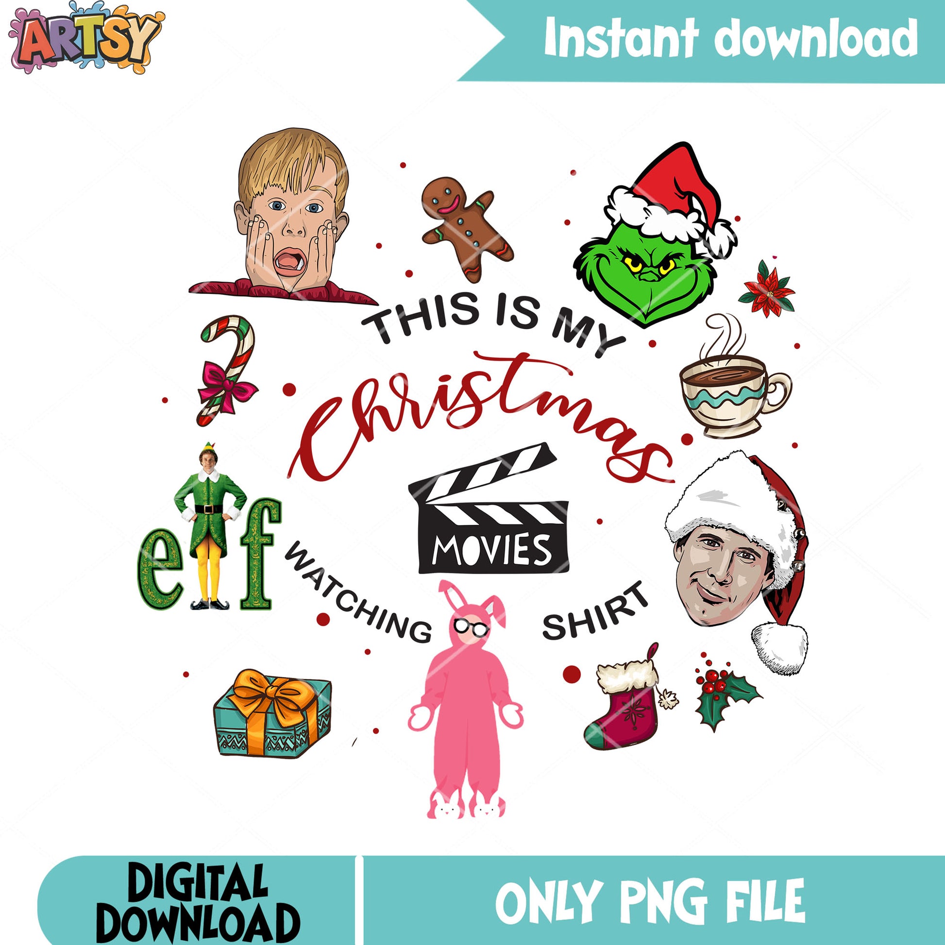 Grinch buddy movie watching png, shirt collage png, buddy kevin png