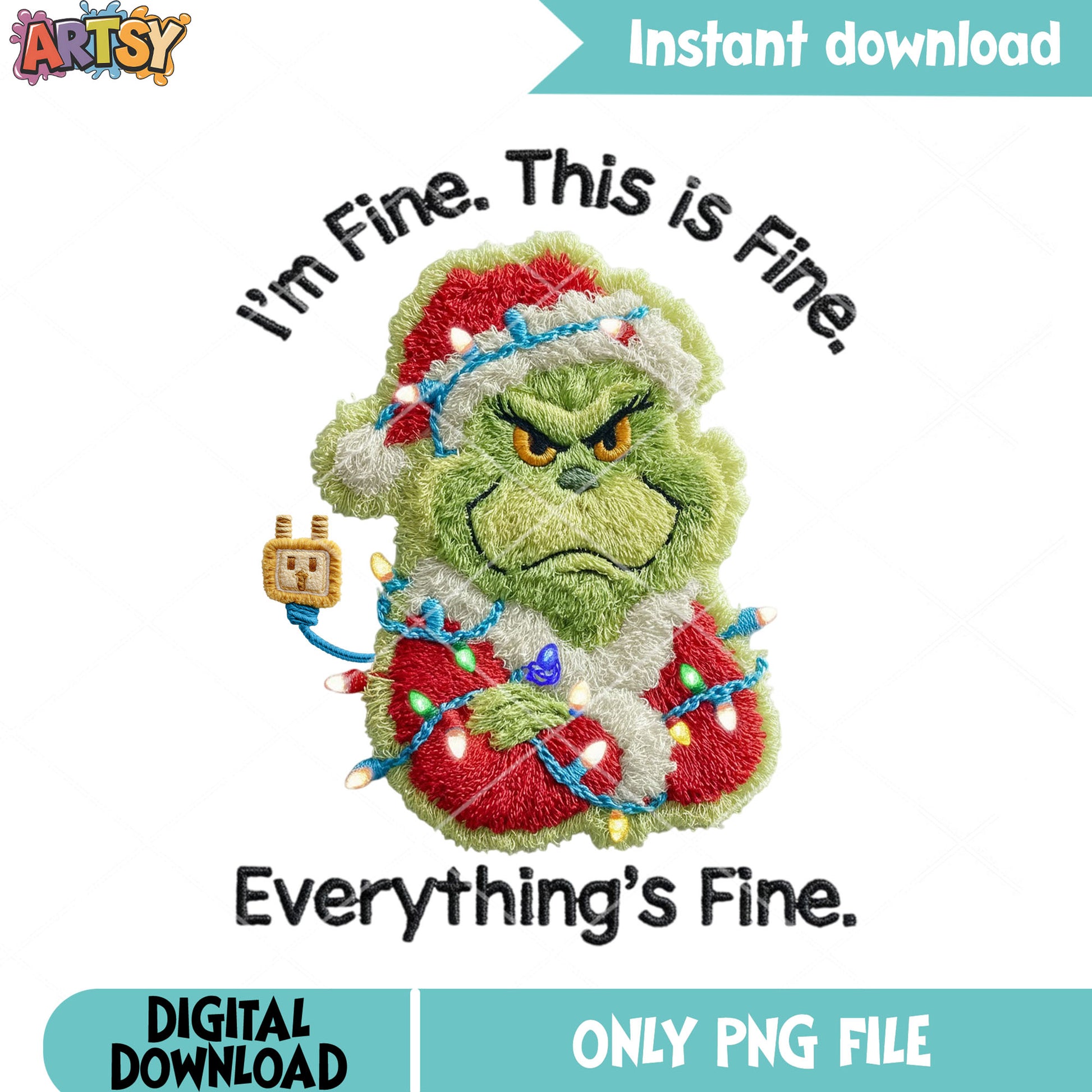 Grinch everytrhing is fine png, santa costume png, christmas decor png