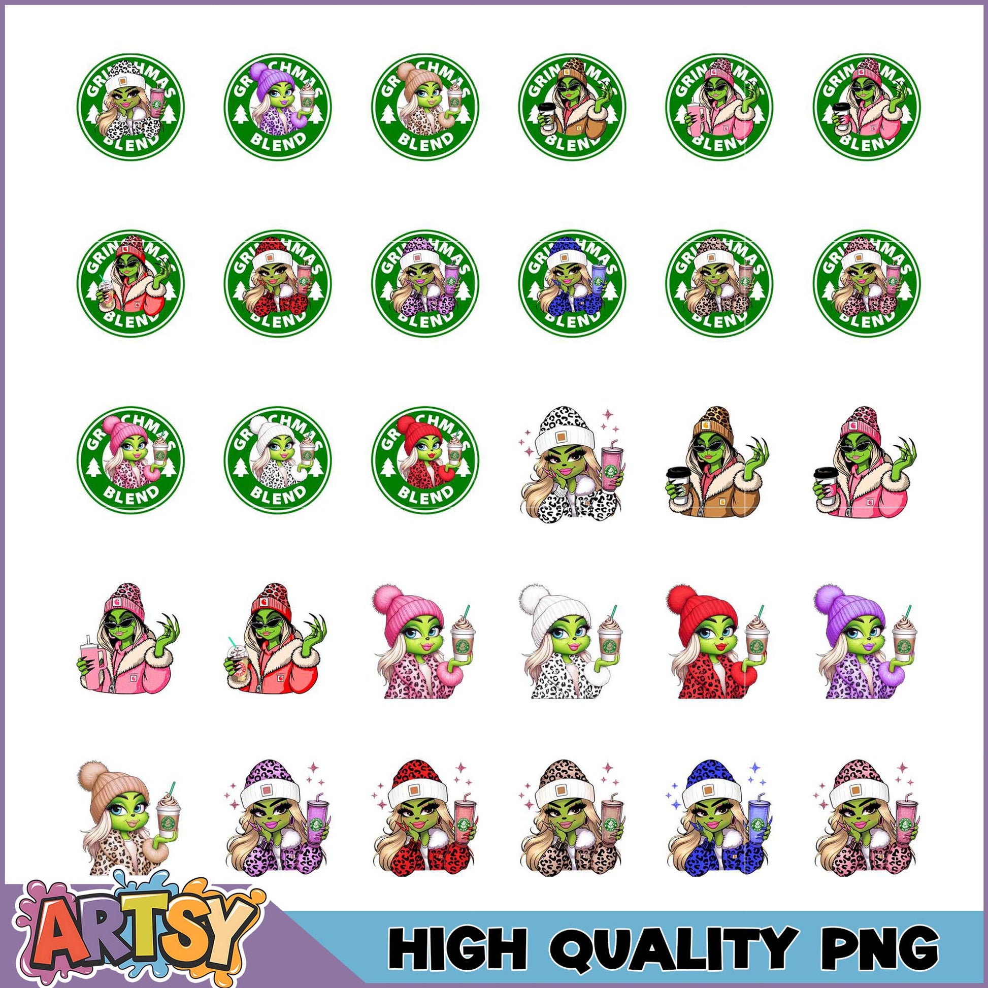 Grinchmas Girl PNG Bundle High Quality Sublimation Designs