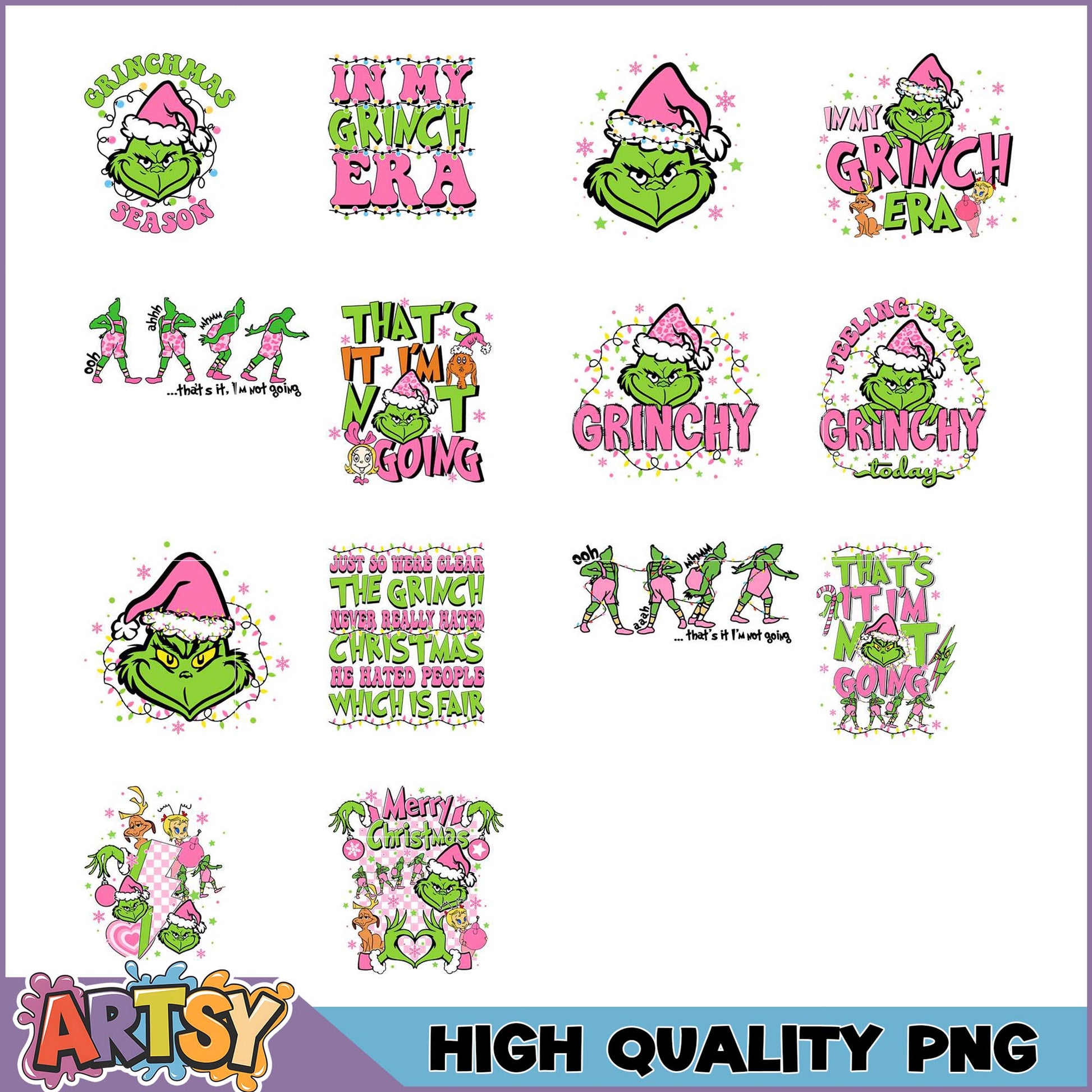 Grinchmas PNG Bundle 12 Cute Designs