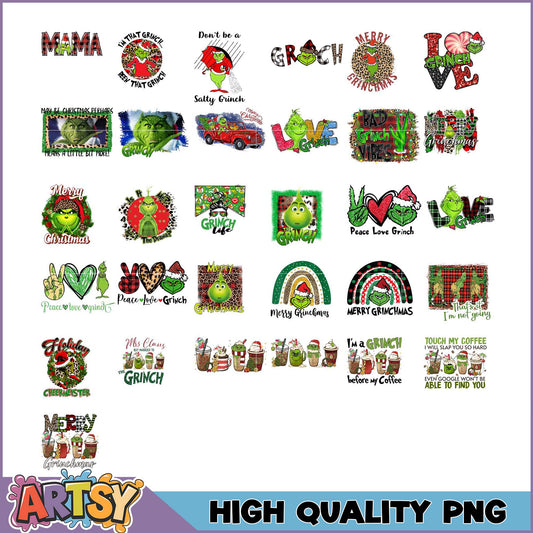 Grinchmas PNG Bundle 20+ High-Quality Designs