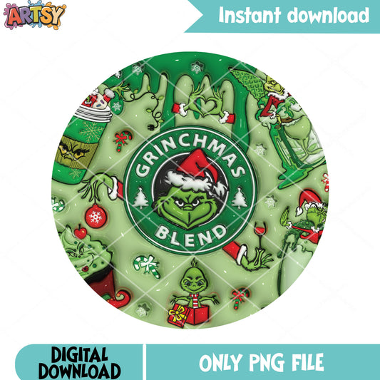 Grinchmas blend coffee png, christmas morning coffee png, starbuck png
