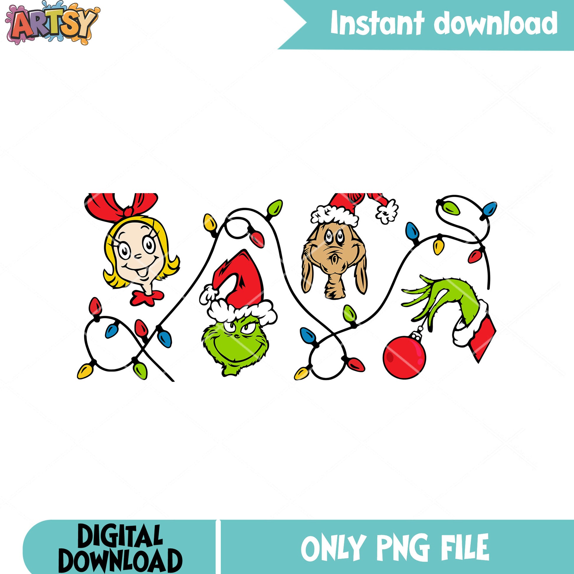 Grinchmas hand satan png, the grinch png, christmas stringlight png