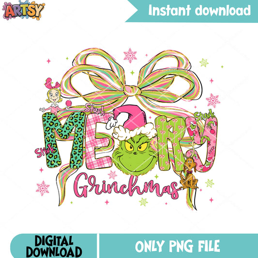 Grinchmas happy day png, the grinch png, merry christmas​ png