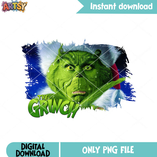 Grinchmas santa claus png, grinch png, green monster png