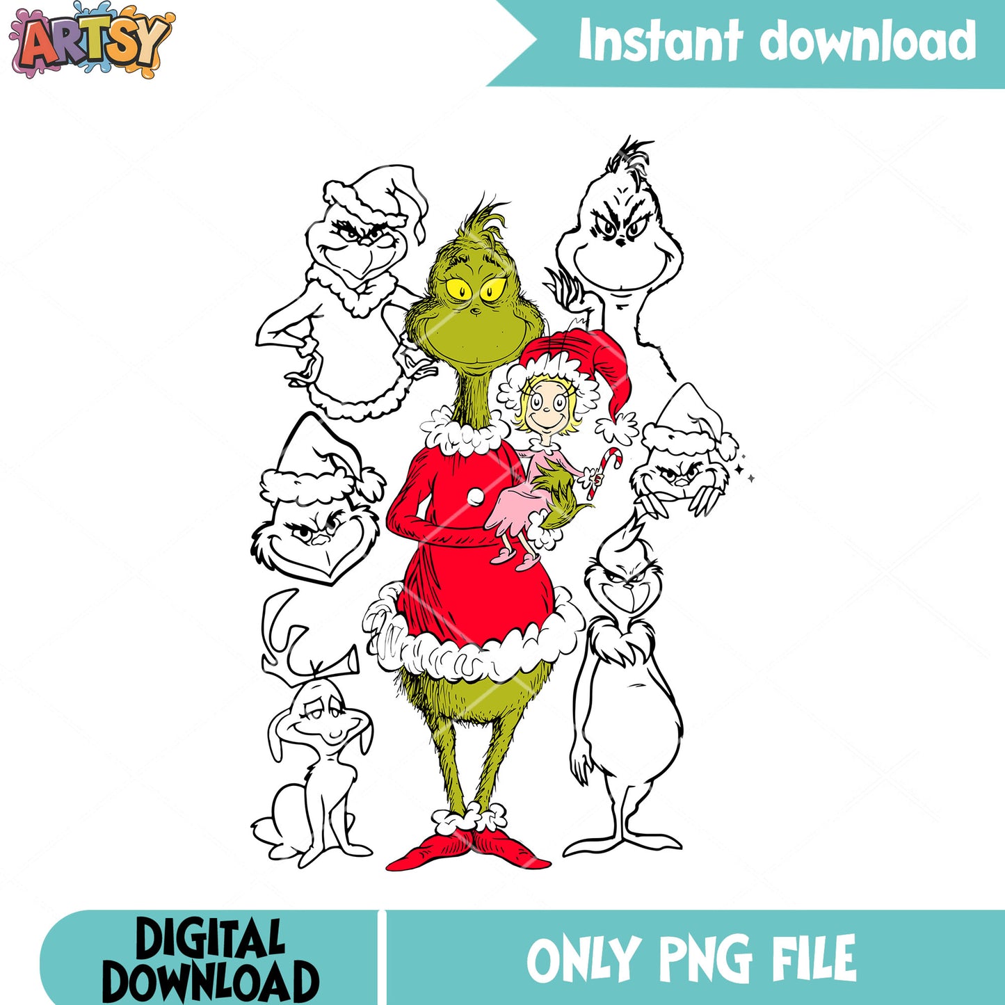 Grinch stole christmas png, max the dog png, christmas poster png