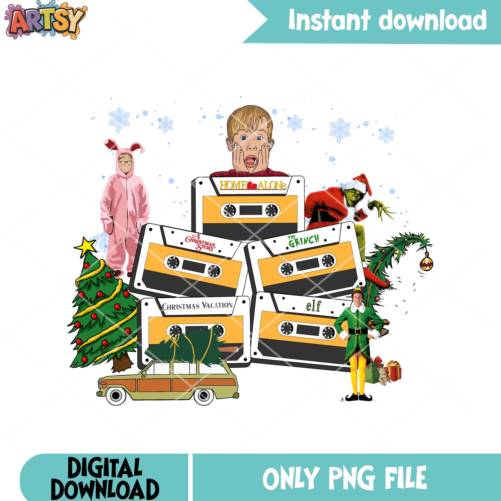 Grinch stole my christmas film png, friends tv show png, home alone png