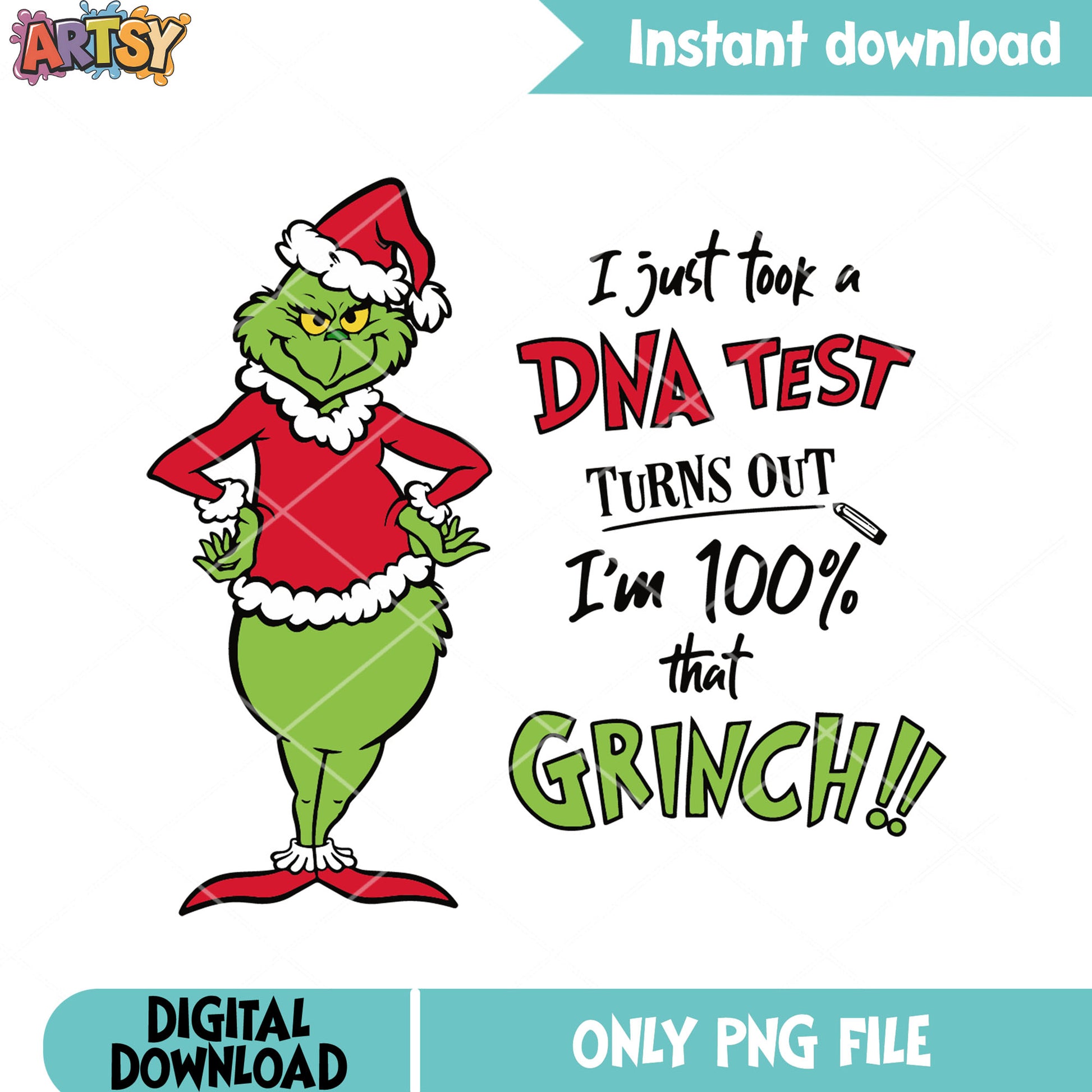 Grinchy in my dna png, happy christmas png, merry grinchmas png