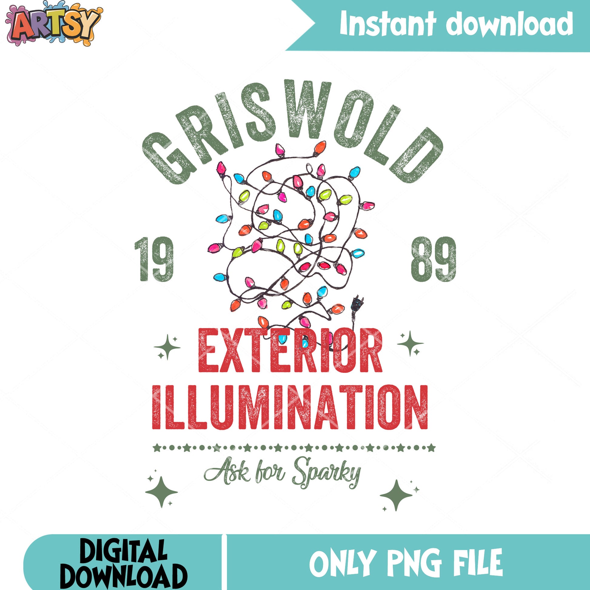 Griswold exterior funny png, ask for sparky png lights png