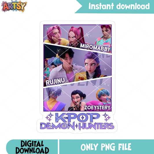 Group kpop zoeystery sticker png, miromabby 3d png, rujinu 3d png