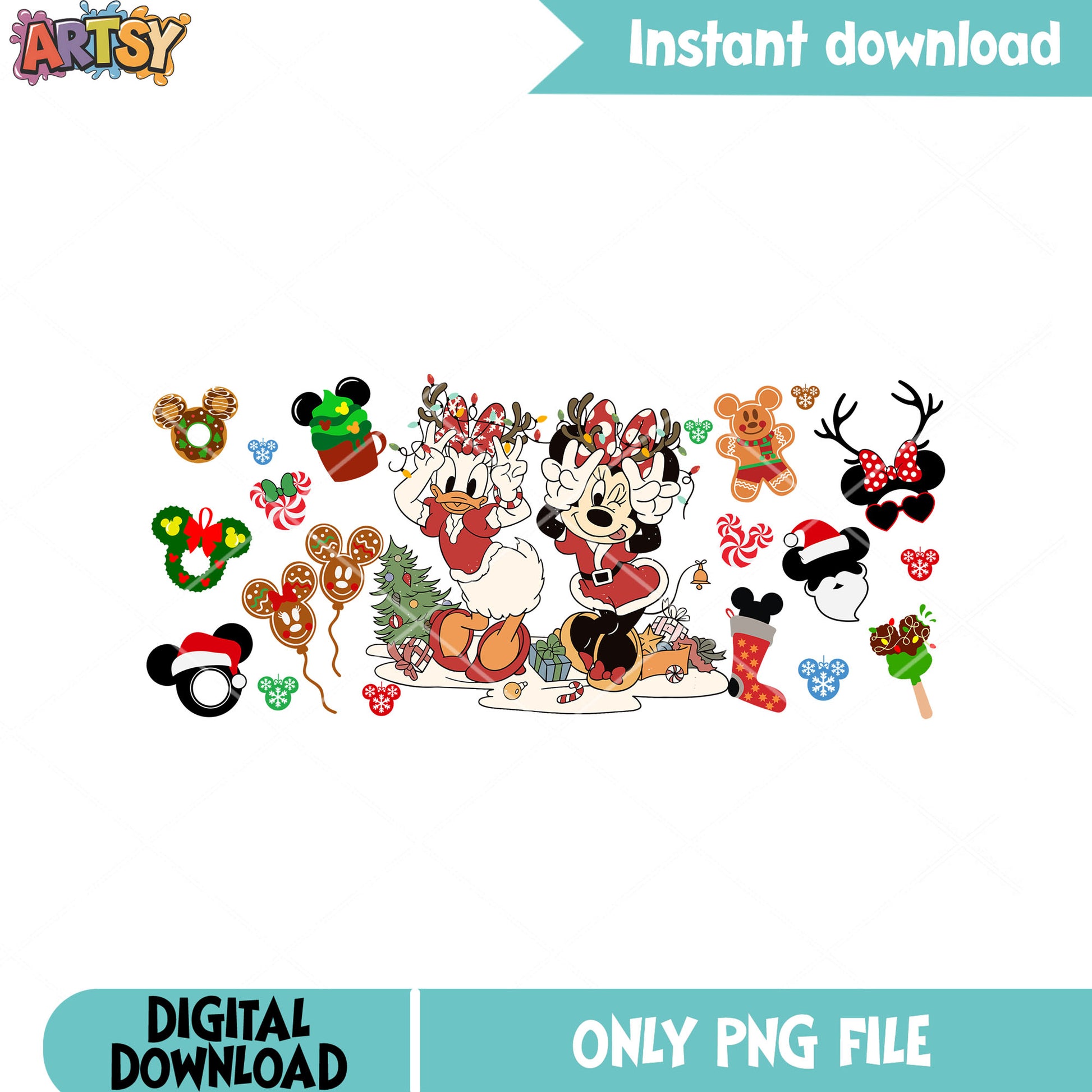 Group sister peace sign xmas png, christmas decor png, xmas tree png