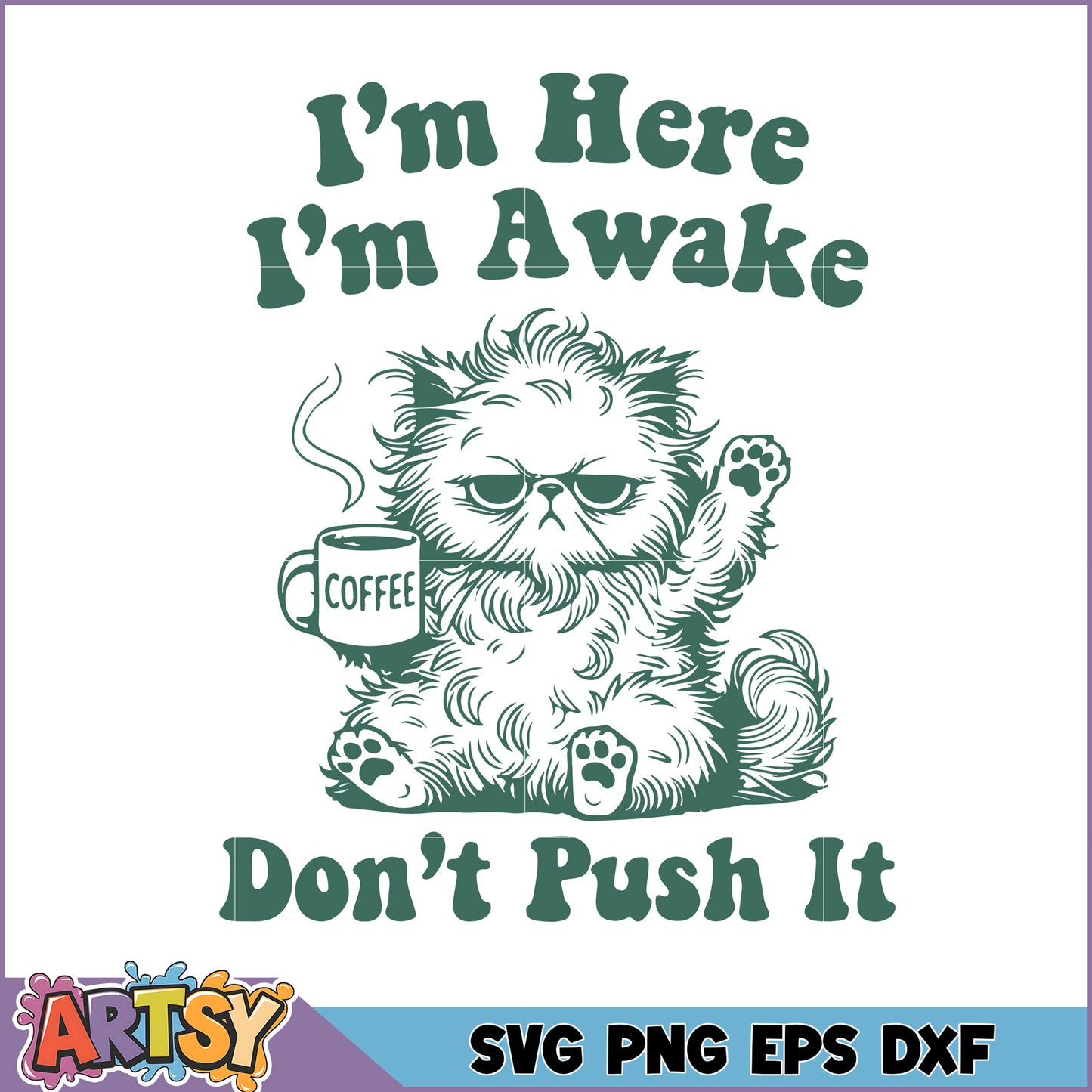 Grumpy Cat Coffee SVG, PNG, EPS, DXF