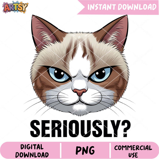 Grumpy Cat PNG Seriously Instant Download