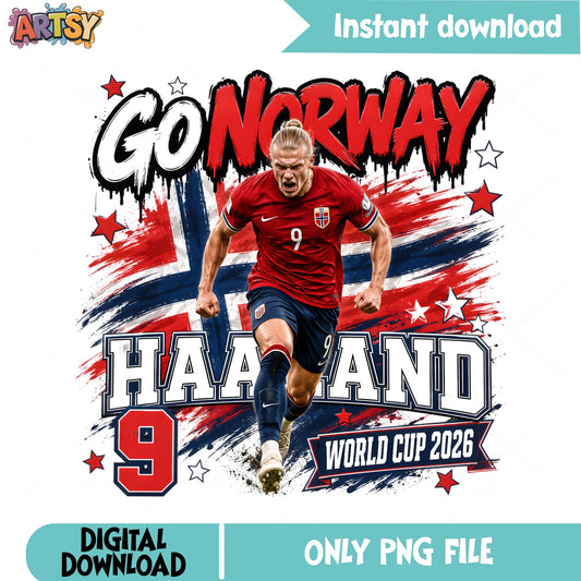 Haaland Norway World Cup 2026 PNG, Go Norway Soccer PNG, Football Fan PNG