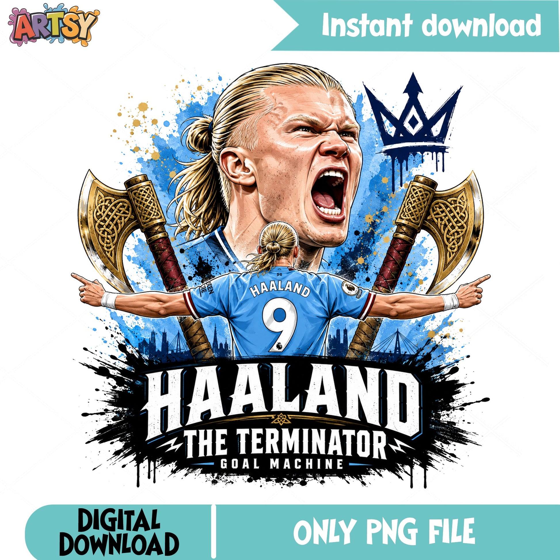 Haaland The Terminator Goal Machine PNG, Soccer Player PNG, Football PNG