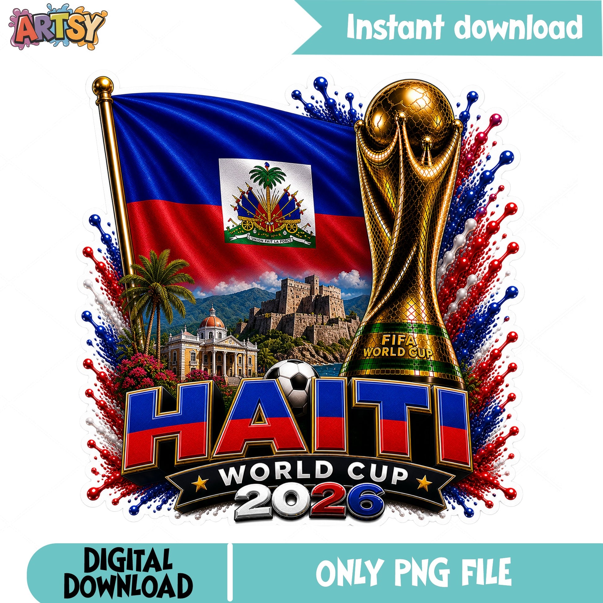 Haiti World Cup 2026 PNG, Haiti Flag Soccer PNG, FIFA PNG