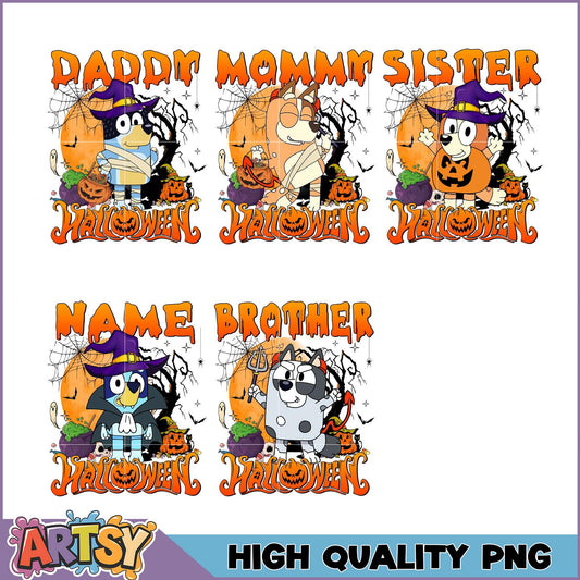 Halloween Bluey Family PNG Bundle High Quality