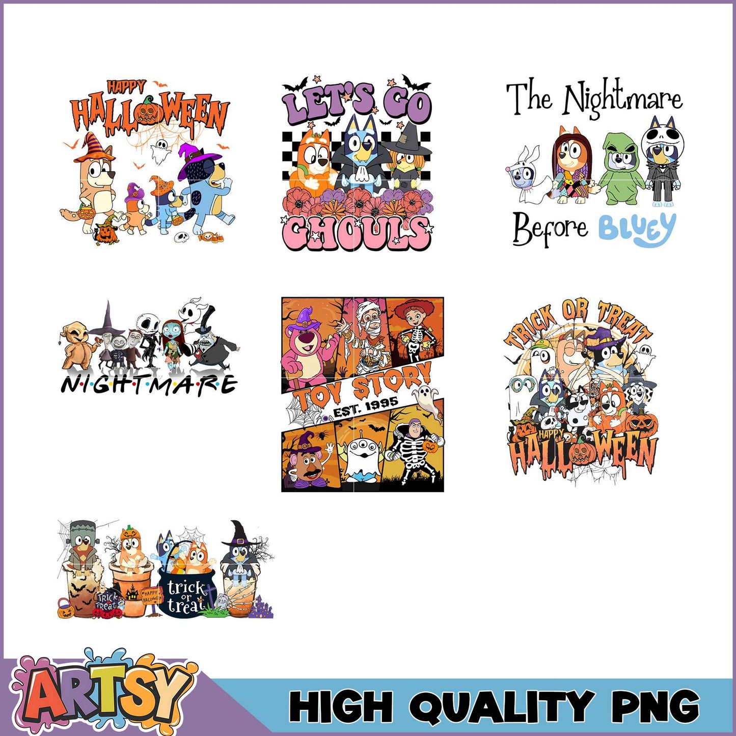 Halloween Bluey PNG Bundle High Quality Designs