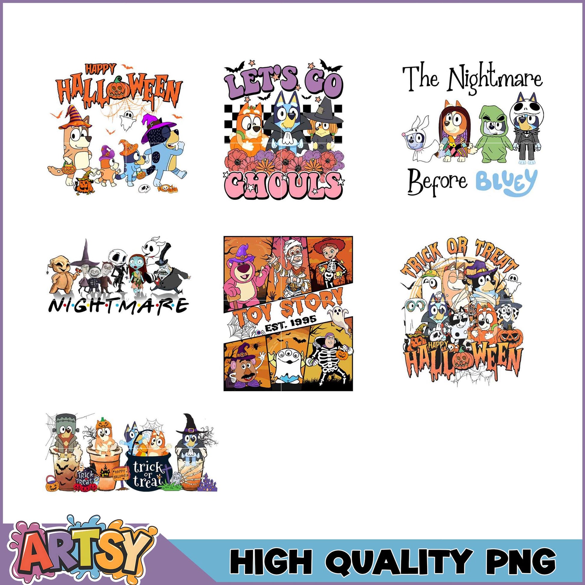 Halloween Bluey PNG Bundle High Quality Designs
