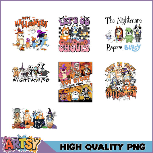 Halloween Bluey PNG Bundle High Quality Designs