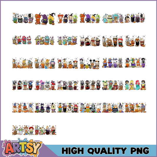 Halloween Coffee Cups PNG Bundle High Quality Images