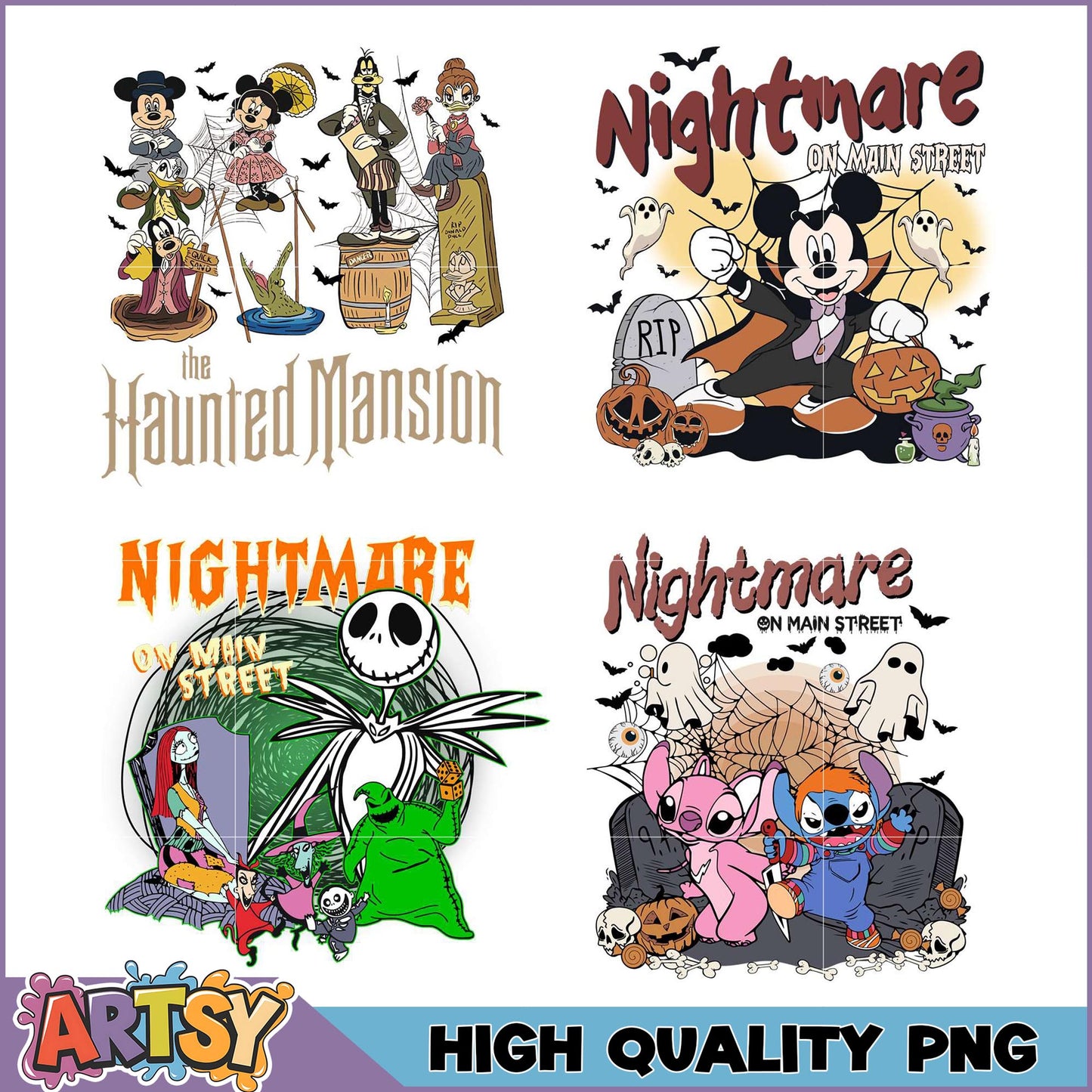 Halloween Disney PNG Bundle Haunted Mansion & Nightmare Before Christmas