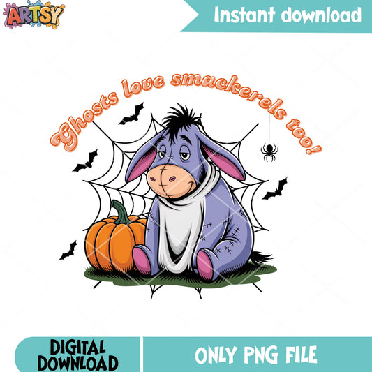 Halloween Eeyore smile png, disney halloween png, scary pumpkin png