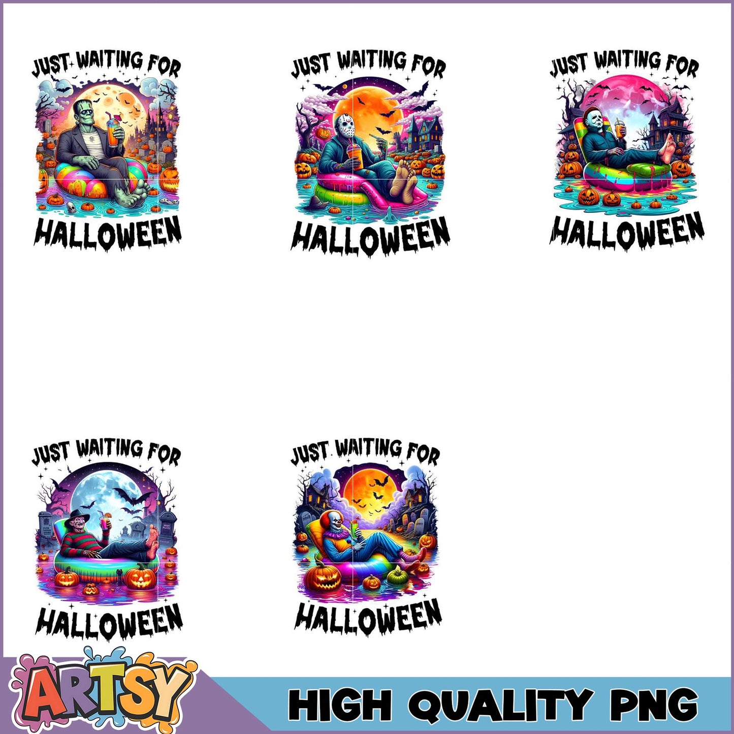 Halloween PNG Bundle Monster Pool Party Designs