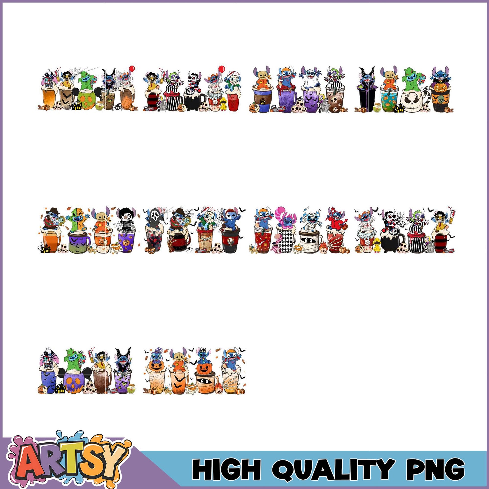 Halloween Stitch PNG Bundle High-Quality Designs