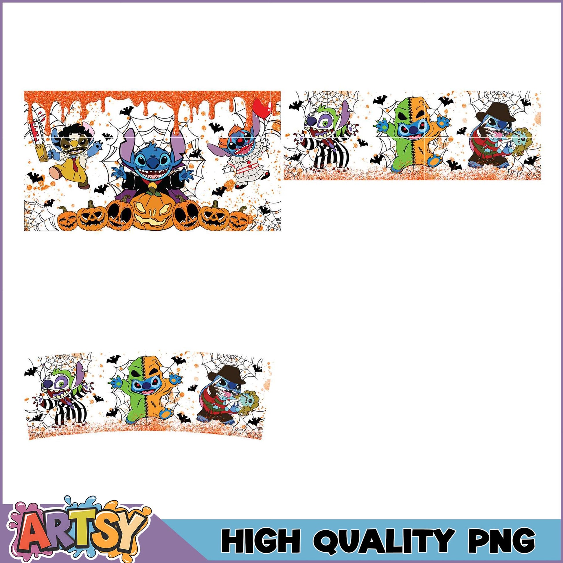 Halloween Stitch PNG Bundle High Quality Designs