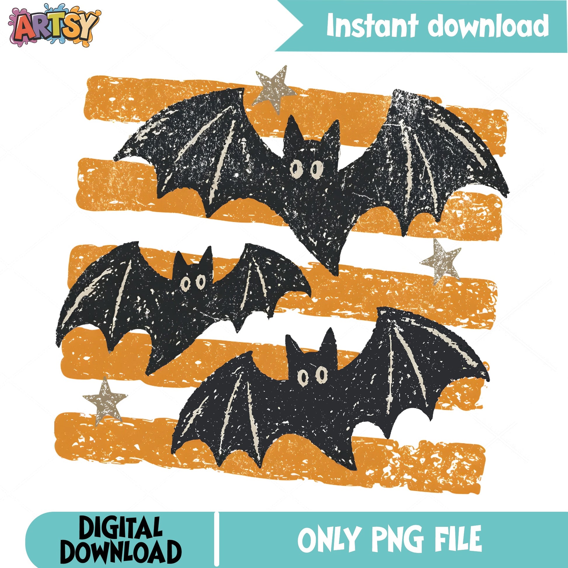 Halloween Bats Retro PNG, Spooky Bat Clipart PNG, Halloween PNG