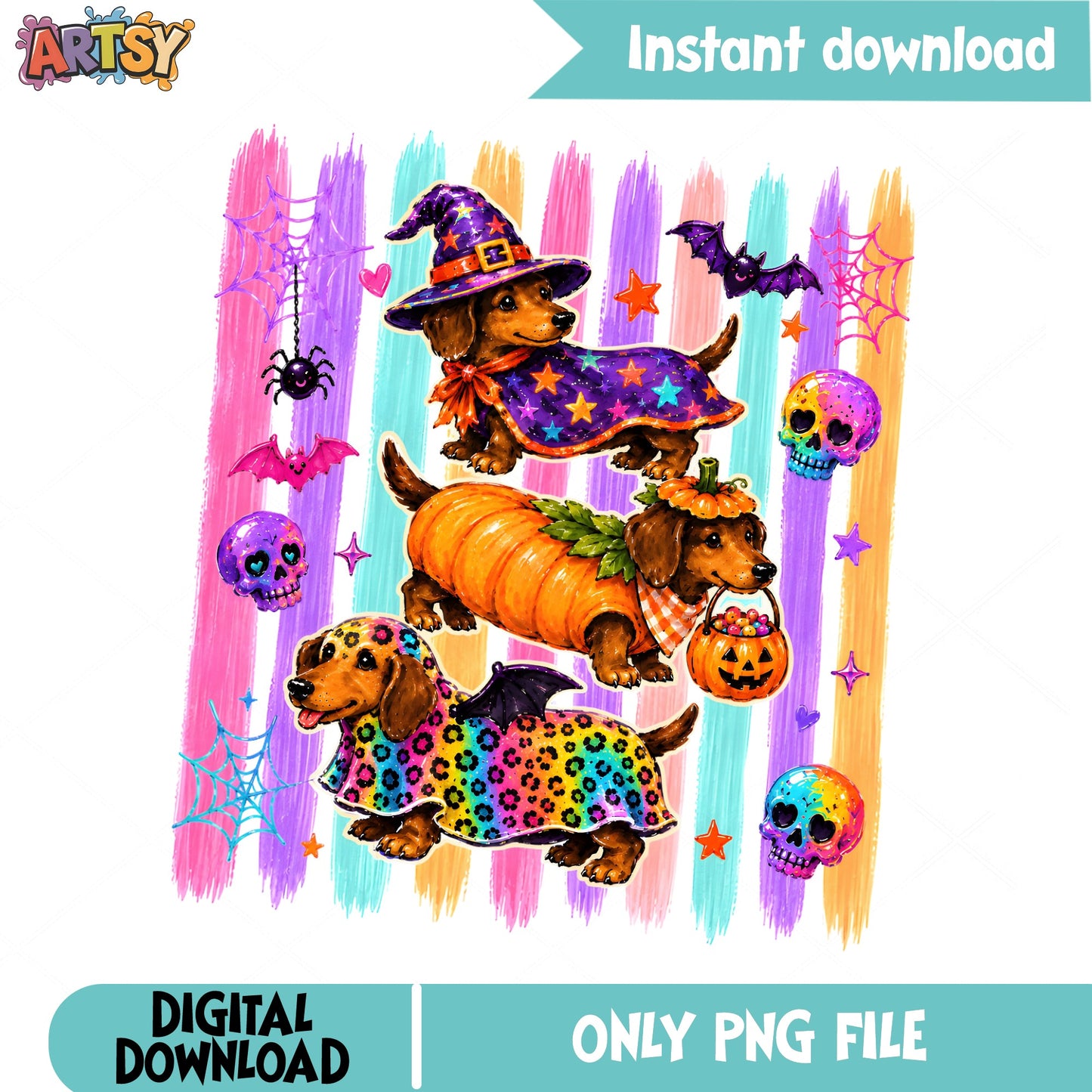 Halloween Dachshund PNG, Cute Dog Halloween Costume, Spooky PNG