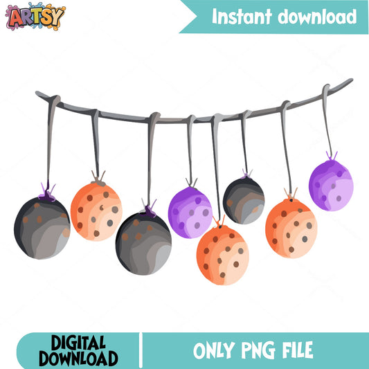 Halloween Hanging Ornaments Clipart PNG, Spooky Garland PNG