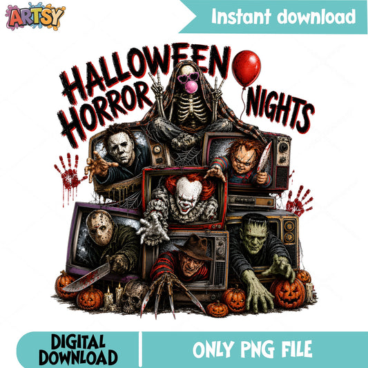 Halloween Horror Nights PNG, Horror Characters PNG, Halloween PNG
