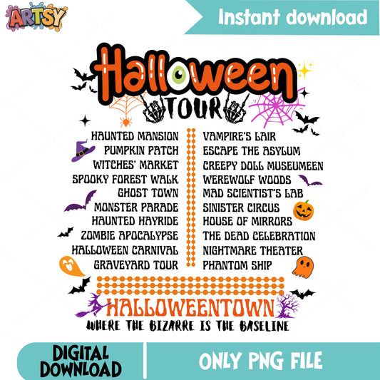 Halloween Tour Halloweentown PNG, Spooky Halloween Shirt PNG, Halloween PNG