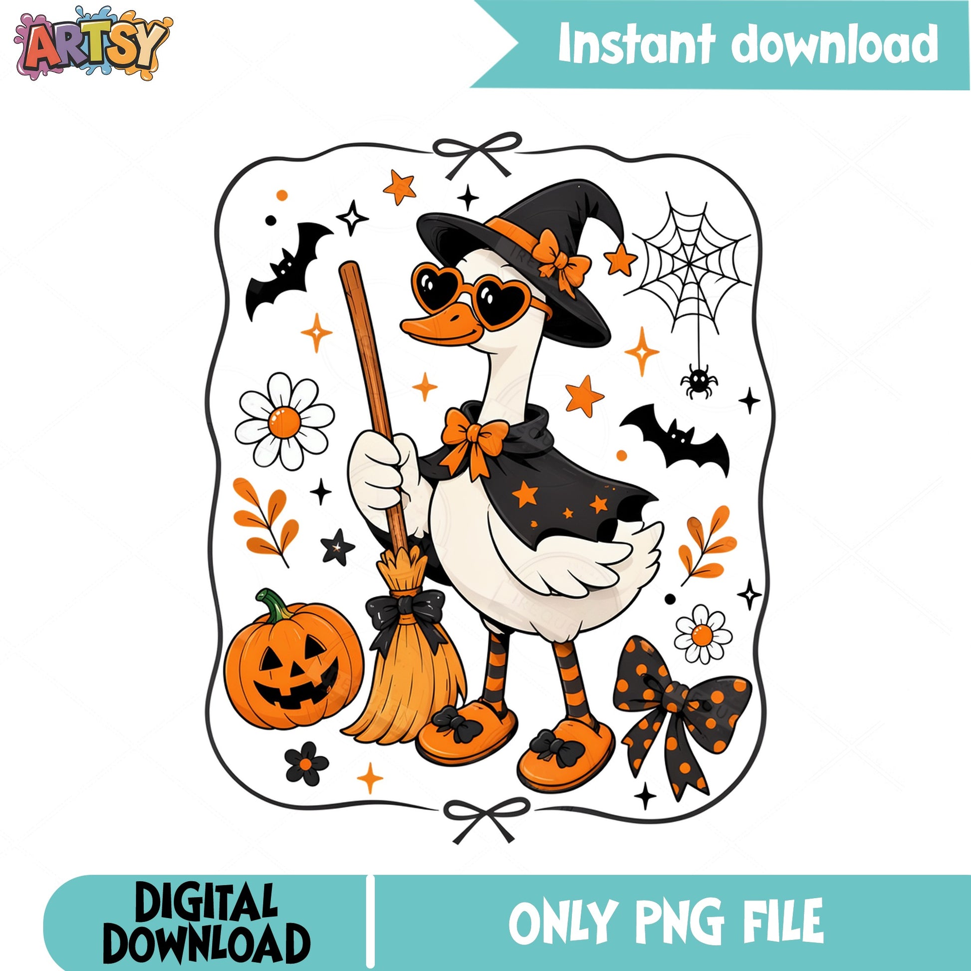 Halloween Witch Duck PNG, Spooky Duck Halloween PNG, Cute Duck PNG