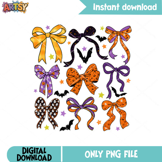 Halloween bow vibes design png, halloween bow png, halloween time png