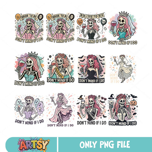 Halloween bride quotes png bundle, halloween bride png, skeleton girl png