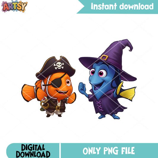 Halloween costume friends fish png, marlin dory png, finding dory png
